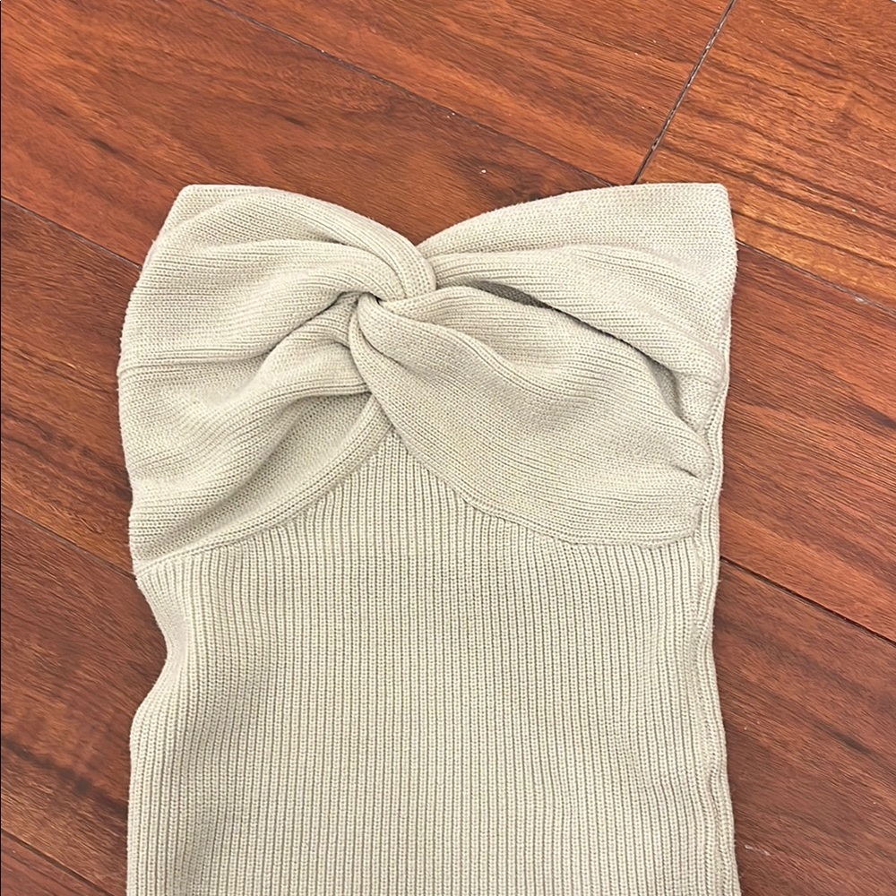 Beige Knitted Headband with Twist Knot